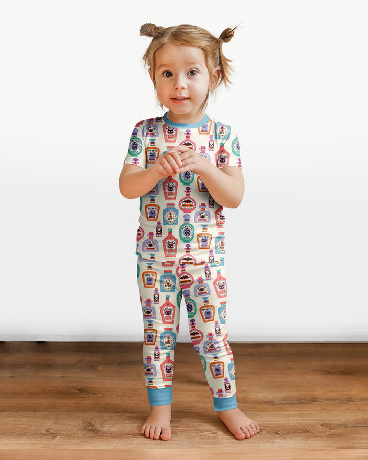 Retro Halloween Potions Bamboo Two Piece Short Sleeve Pajama Set