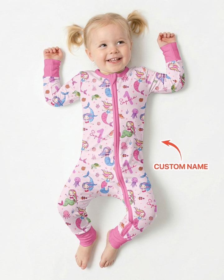Custom Name Birthday Mermaid Bamboo Convertible Zippy
