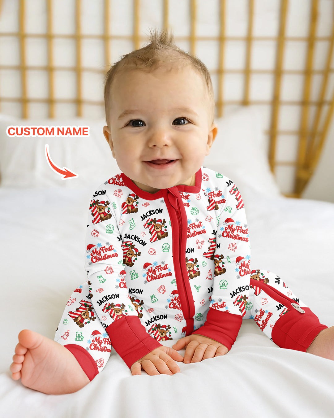 Custom Name My First Candy Cane Christmas Bamboo Convertible Zippy