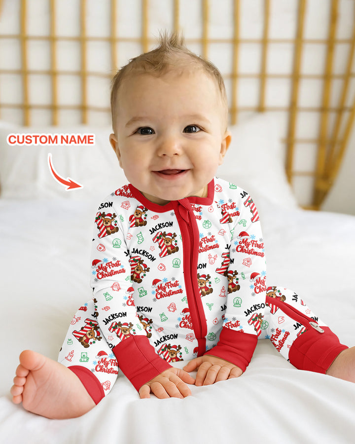 Custom Name My First Candy Cane Christmas Bamboo Convertible Zippy