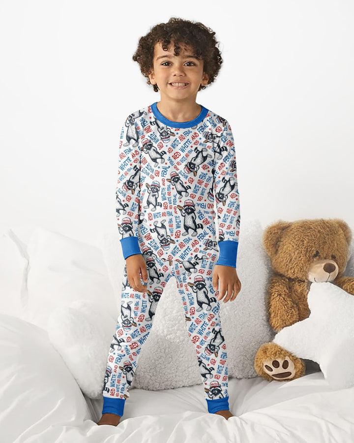 Red White and Feral Bamboo Two Piece Long Sleeve Pajama Set