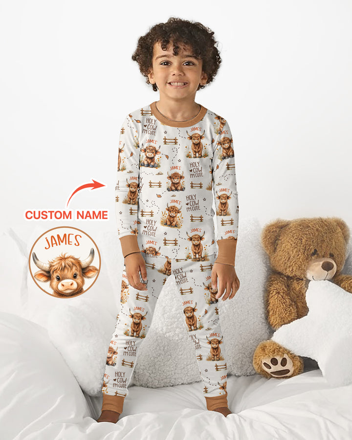 Holy Cow I'm Cute Personalized Bamboo Two Piece Long Sleeve Pajama Set
