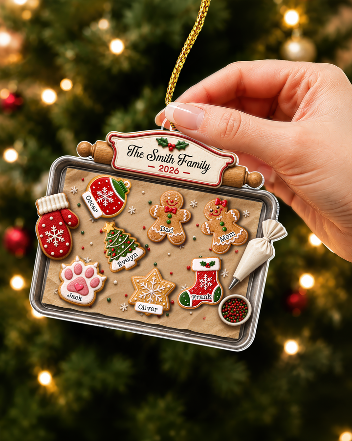 Gingerbread Cookie Family - Personalized Acrylic Ornament