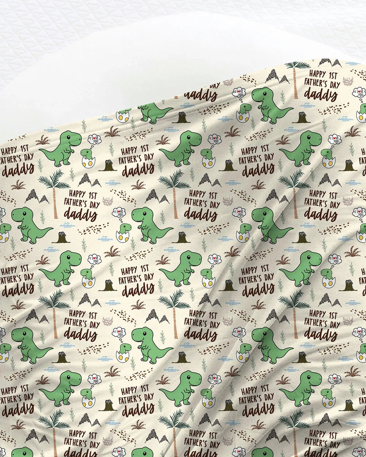 First Father's Day Daddysaurus swaddle blanket