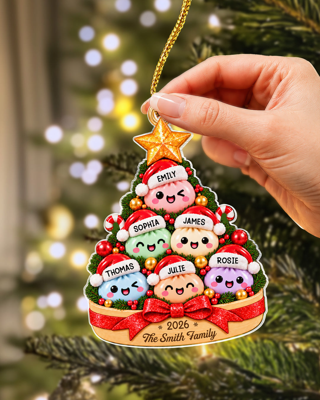 We Are Dumpling Family Personalized 1-Side Photo Acrylic Ornament