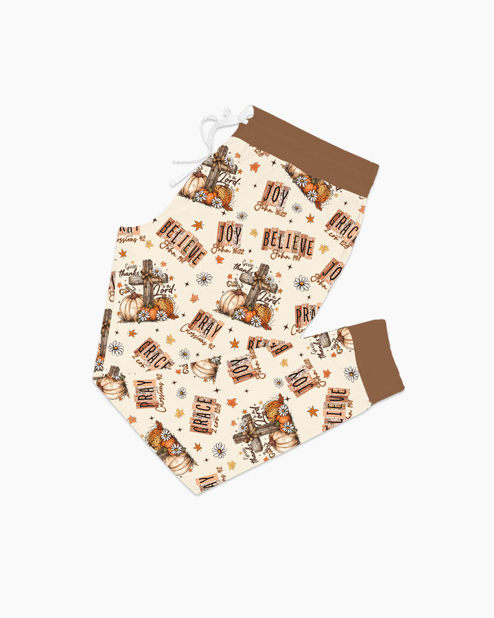 Floral Fall Give Thanks To The Lord Bamboo Women Pajama Set
