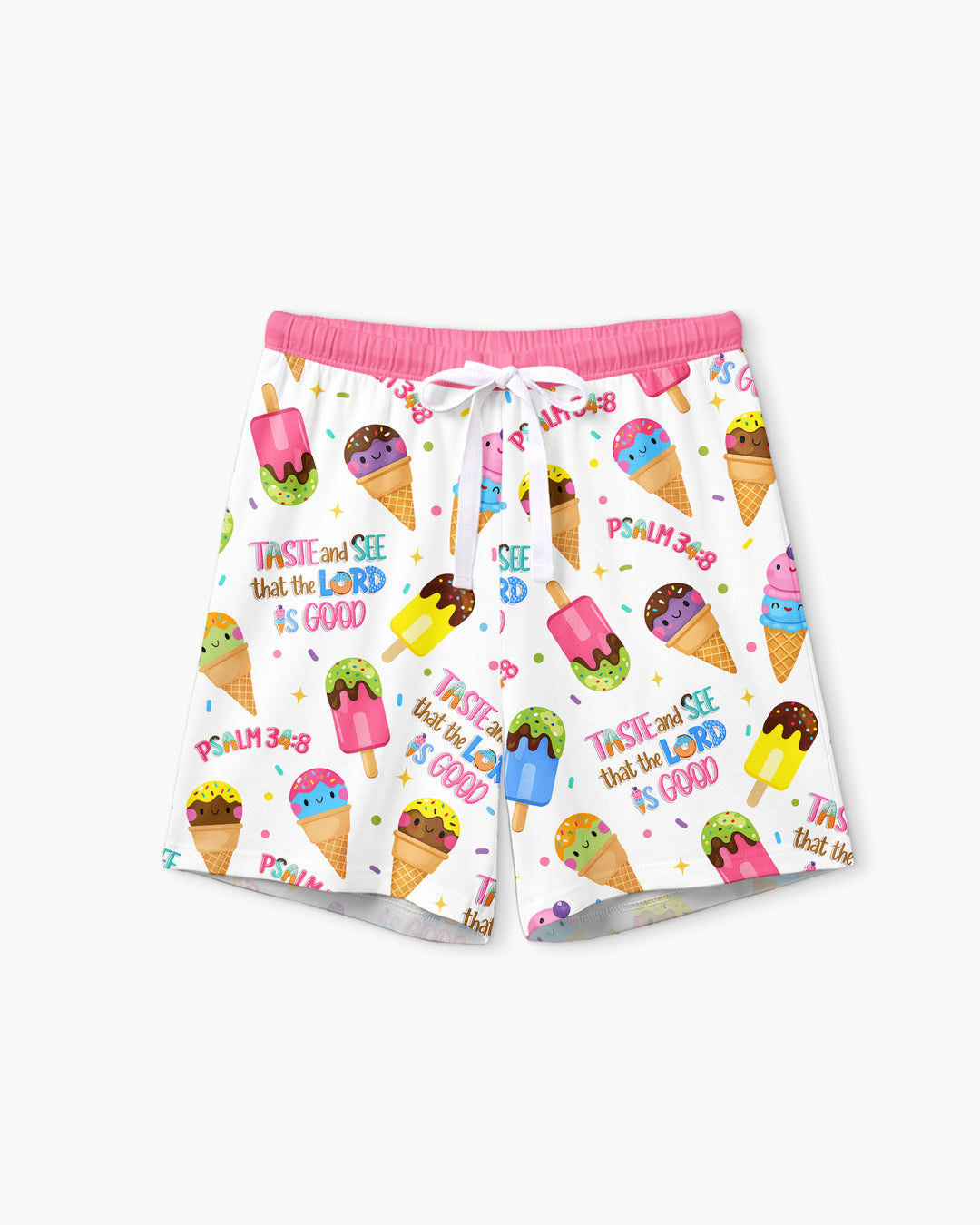 Jesus Summer Ice Cream Taste and See That The Lord Is Good Bamboo Women Short Sleeve Short Pajama Set