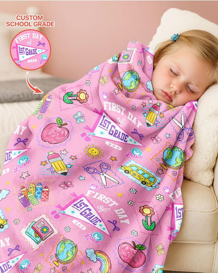 Custom Grade Girls School First Day Bamboo Blanket