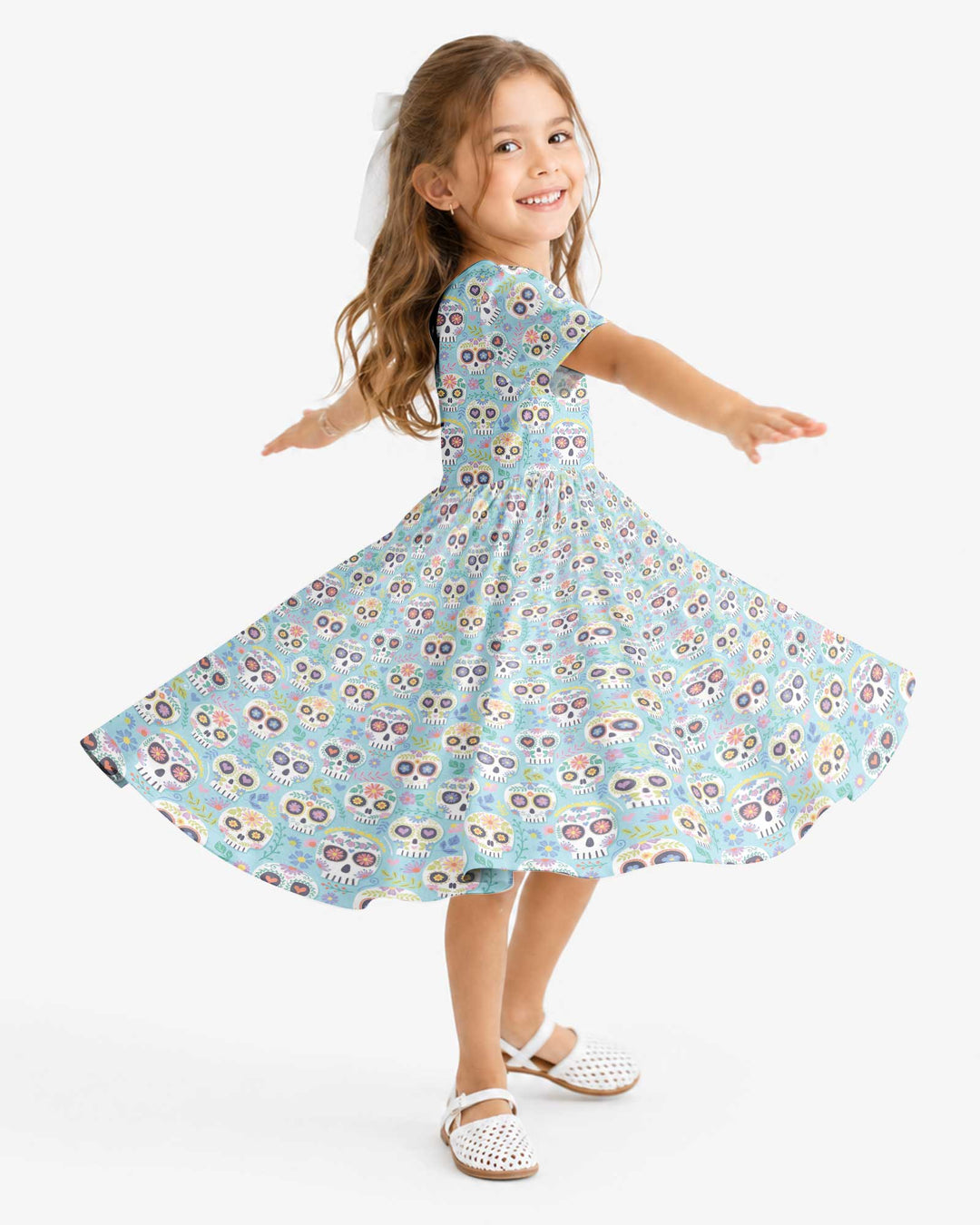 Floral Skull  Bamboo Twirl Dress