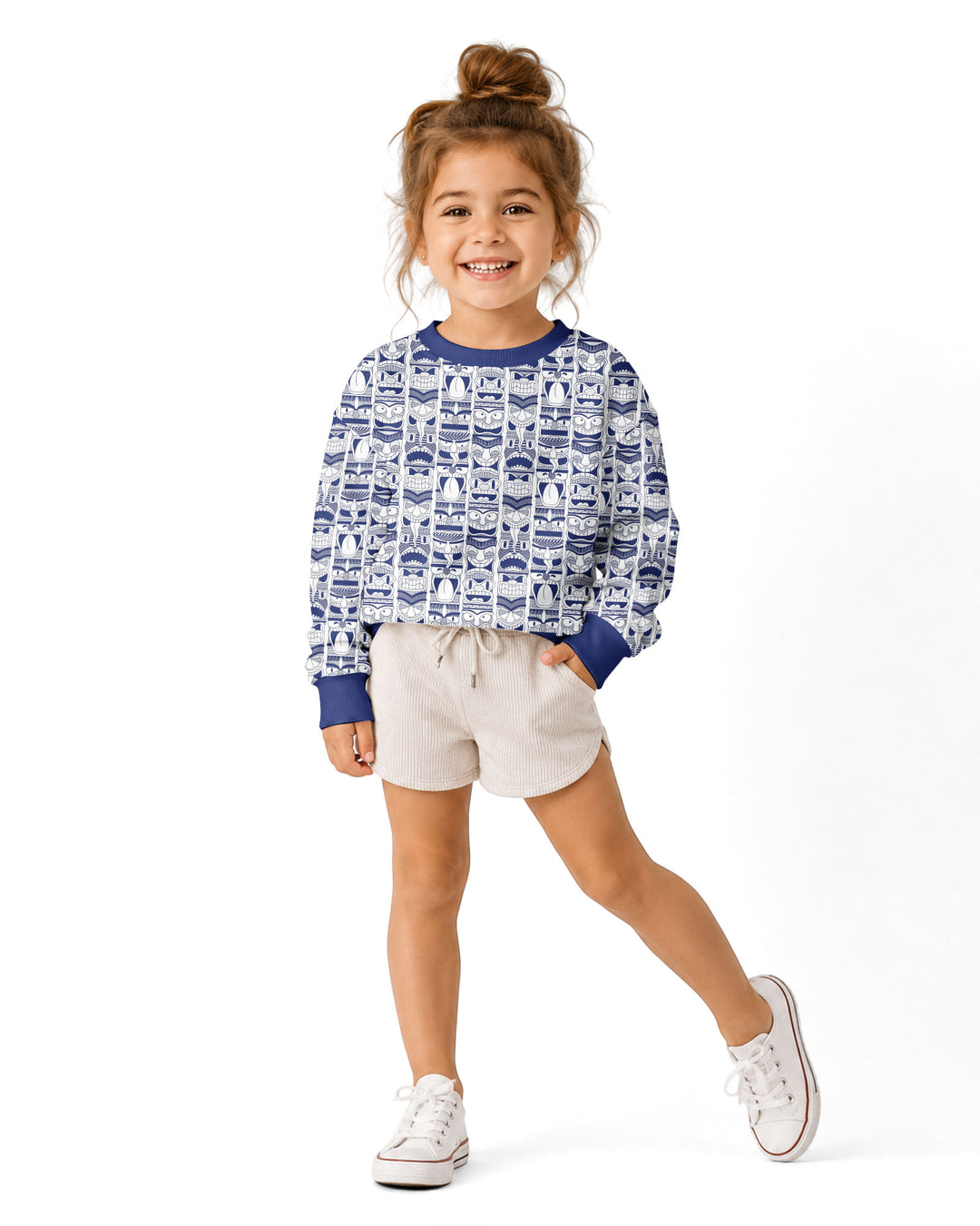 Friendly Totem Pole Figures Bamboo Crewneck Sweatshirt
