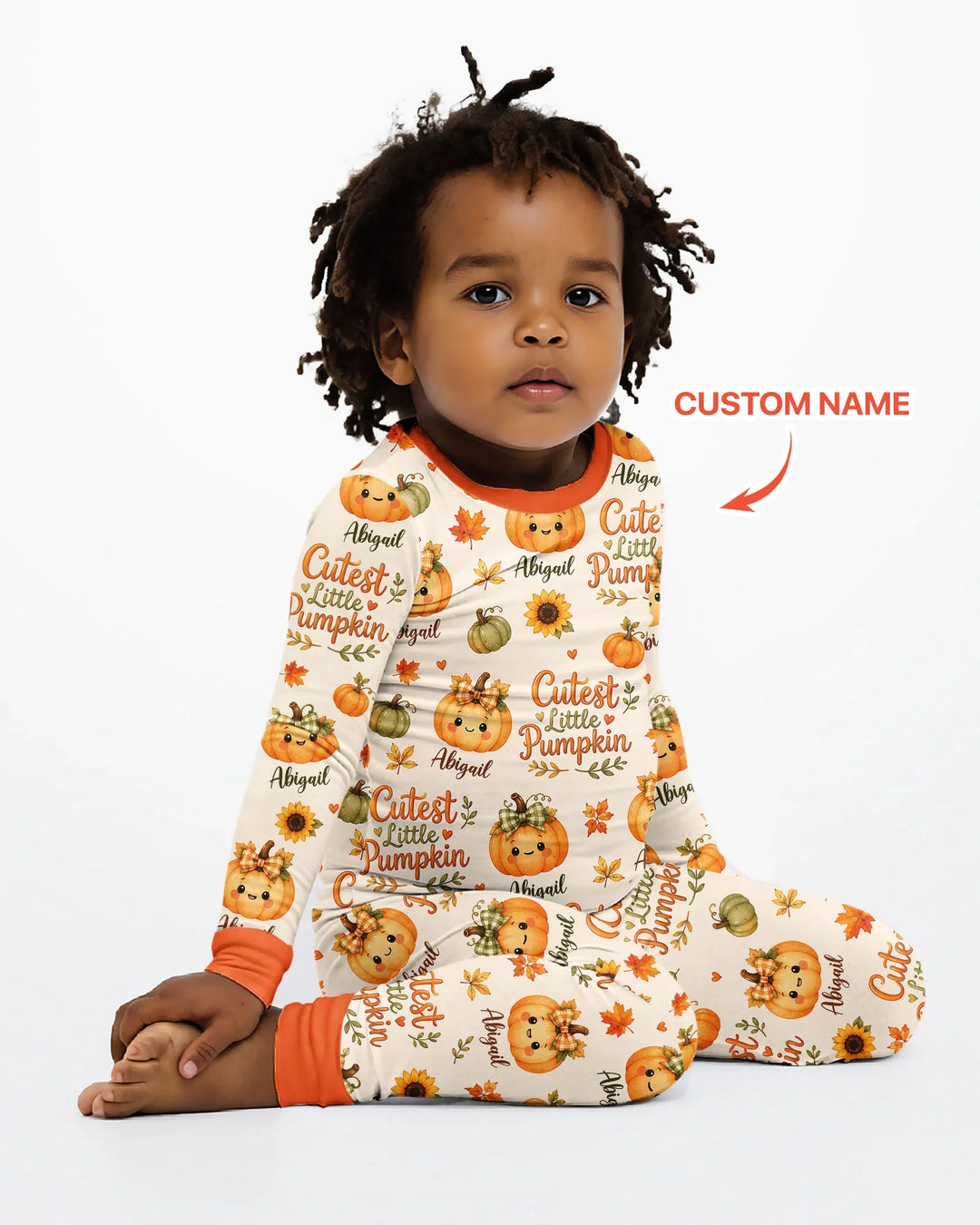 Custom Name Cutest Little Pumpkin Bamboo Two Piece Long Sleeve Pajama Set