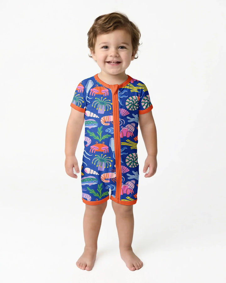 Under the Sea Bamboo Shorty Zippered Romper