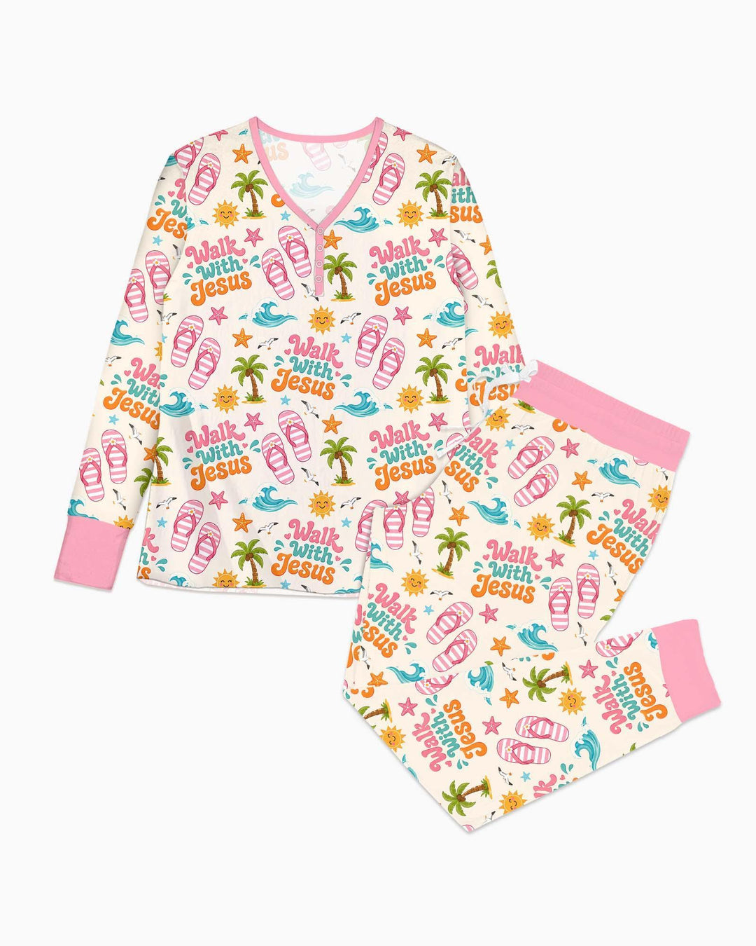 Groovy Summer Walk With Jesus Bamboo Women Pajama Set