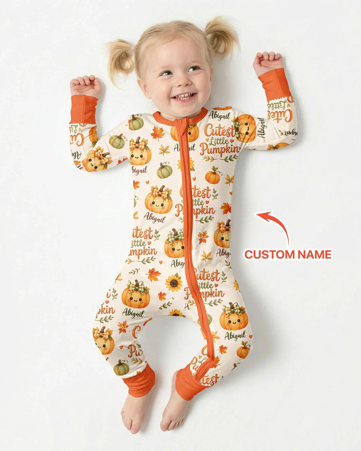 Custom Name Cutest Little Pumpkin Bamboo Convertible Zippy