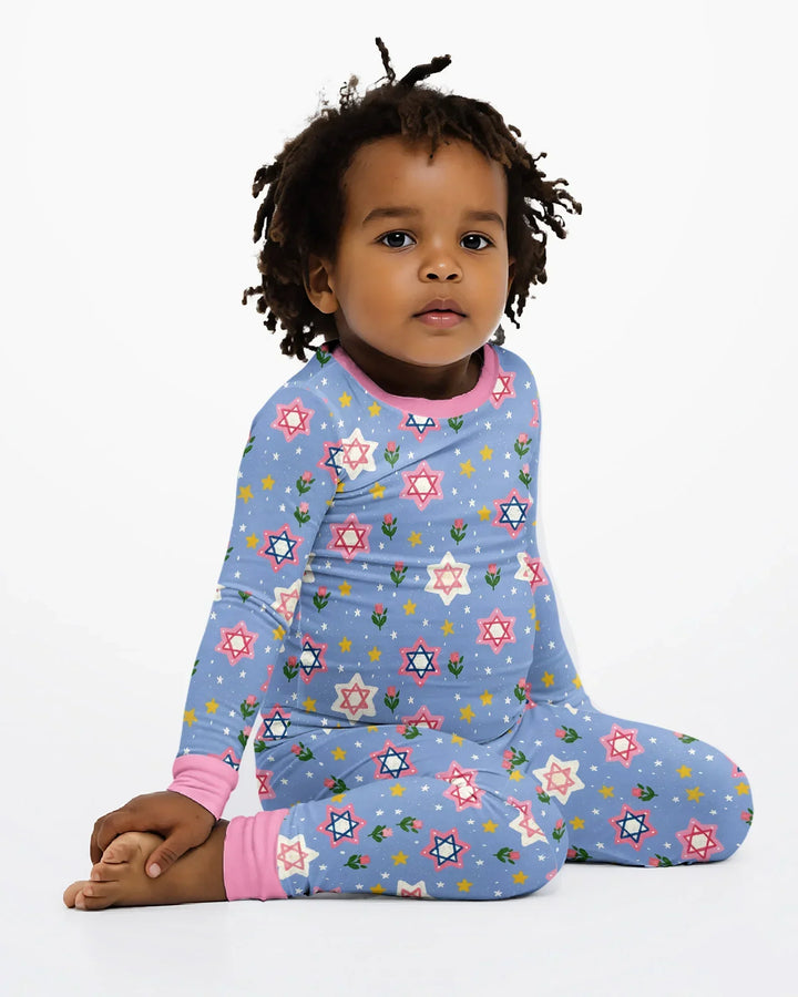 Starry Bloom Blessings Family Matching Bamboo Two Piece Long Sleeve Pajama Set