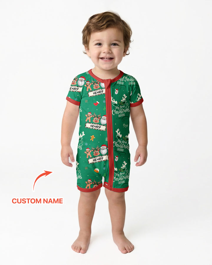 Custom Name Merry Christmas My Deer 2026 Bamboo Shorty Zippy
