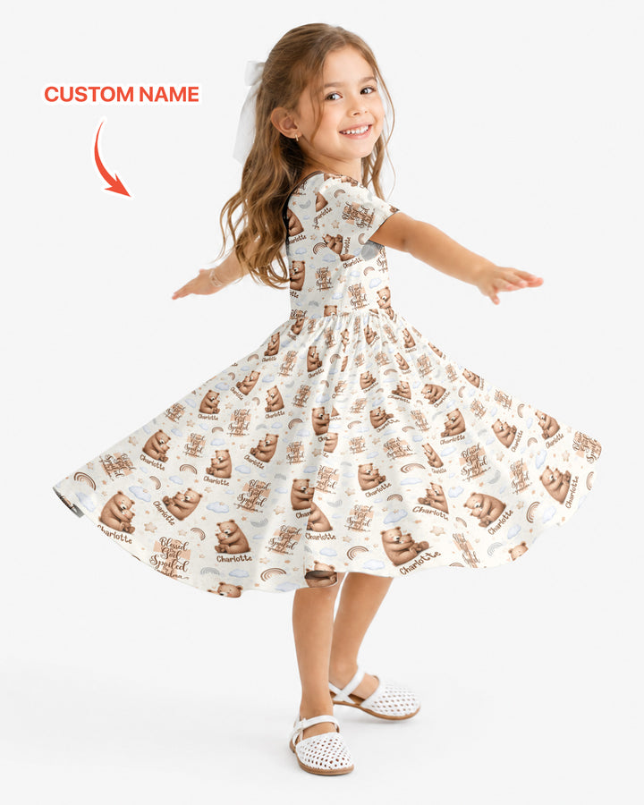 Custom Name Blessed By God Spoiled By Grandma Bamboo Twirl Dress