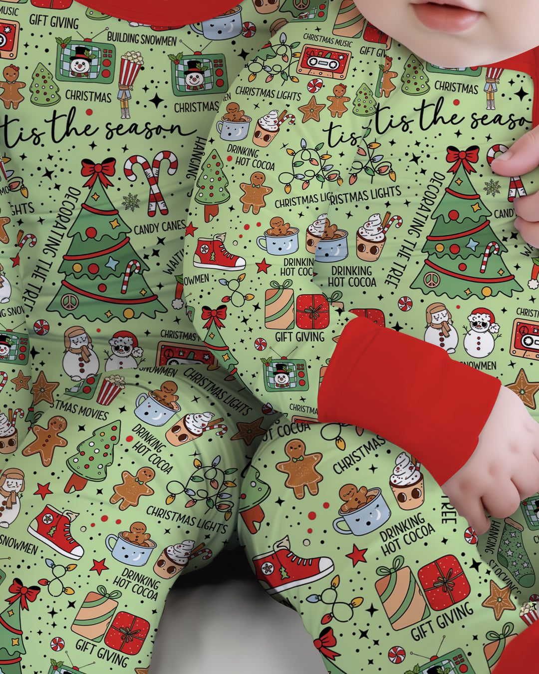 Christmas lights Bamboo Two Piece Long Sleeve Pajama Set