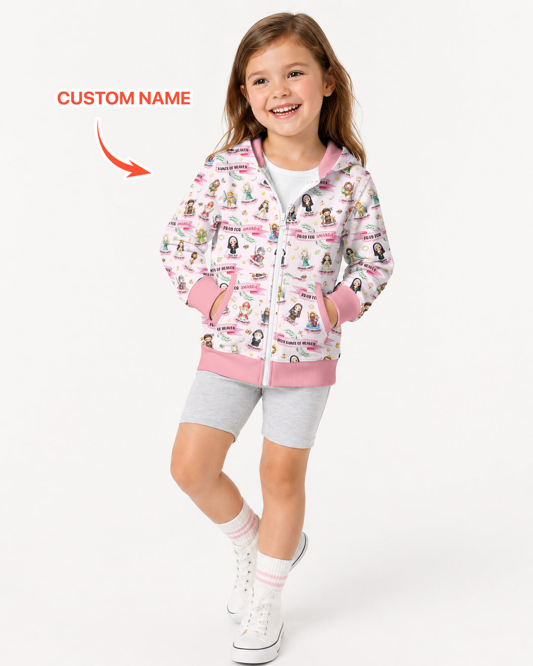 Holy Saints of Heaven Custom Name Bamboo Zip Hoodie