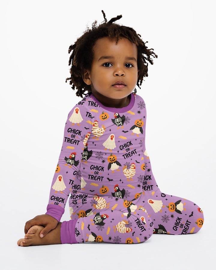Halloween Chick Or Treat Bamboo Two Piece Long Sleeve Pajama Set