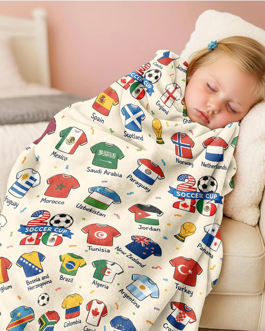 2026 Soccer World Jersey Flag Bamboo Blanket