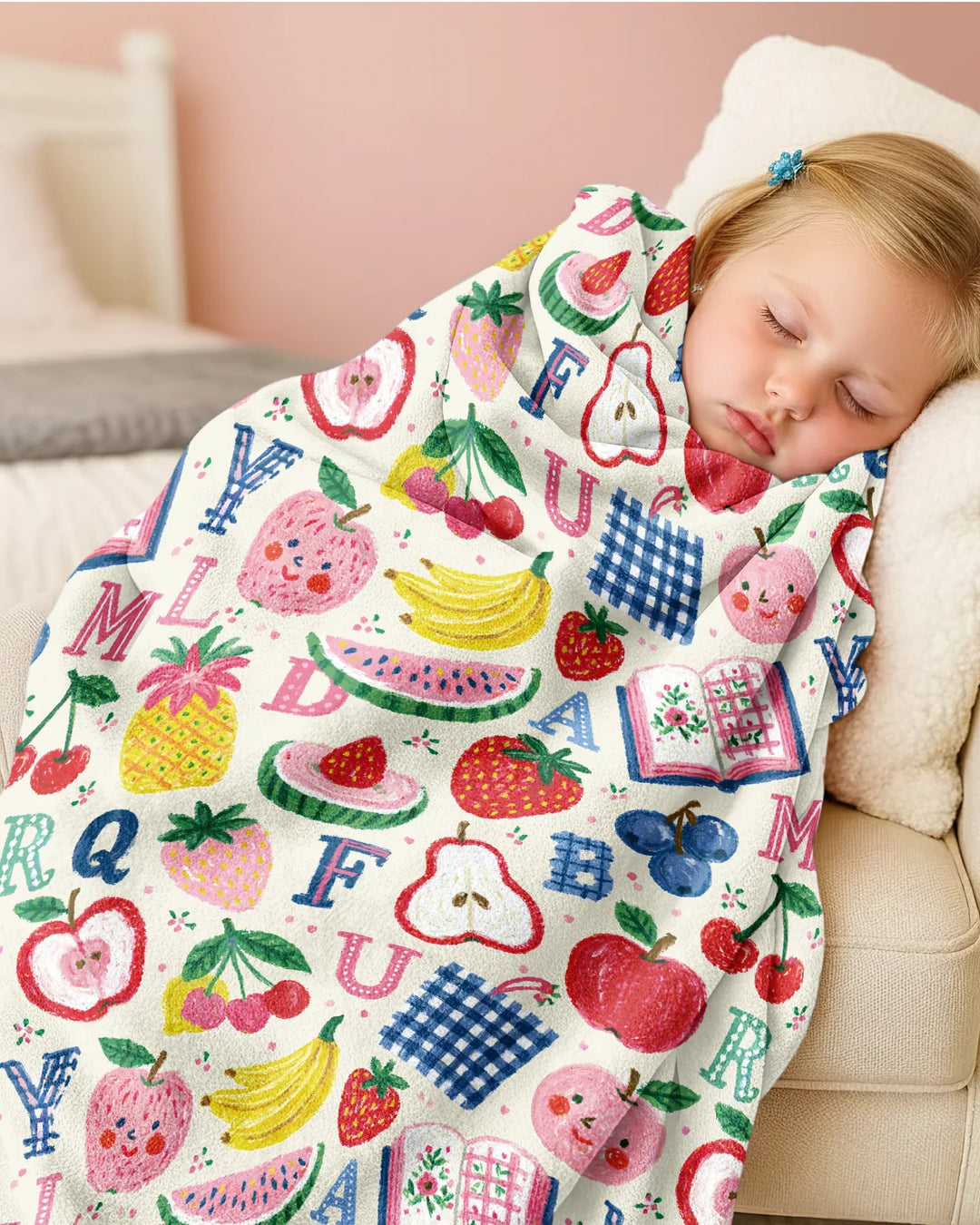 Back To School Fruit Alphabet Bamboo Blanket