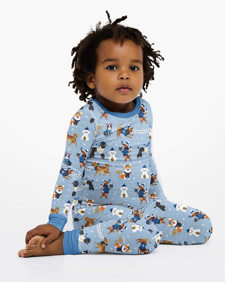 Hanukkah Dogs Bamboo Two Piece Long Sleeve Pajama Set