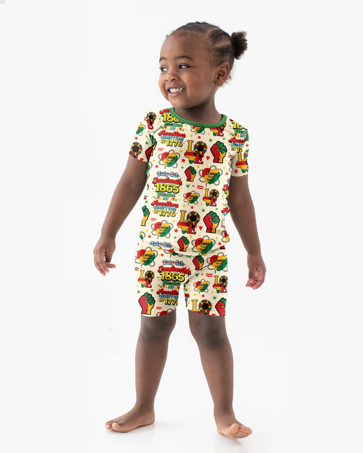 Juneteenth 1865 Because My Ancestors Weren't Free In 1776 Bamboo Two Piece Short Sleeve Shorts Pajama Set