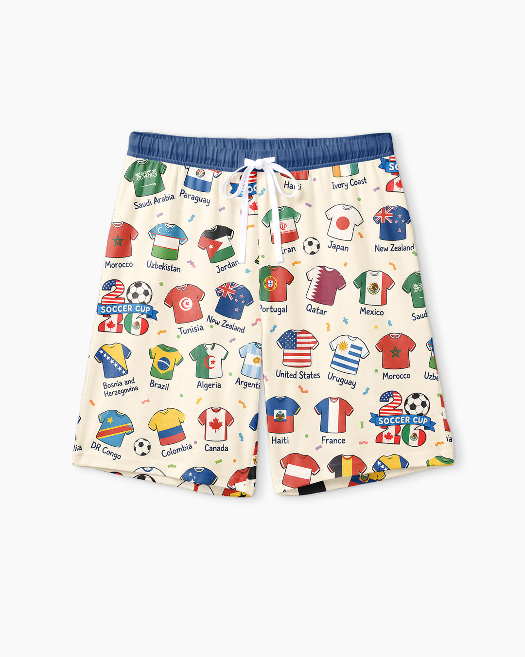 2026 Soccer World Jersey Flag Family Matching Bamboo Men Short Sleeve Short Pajama Set