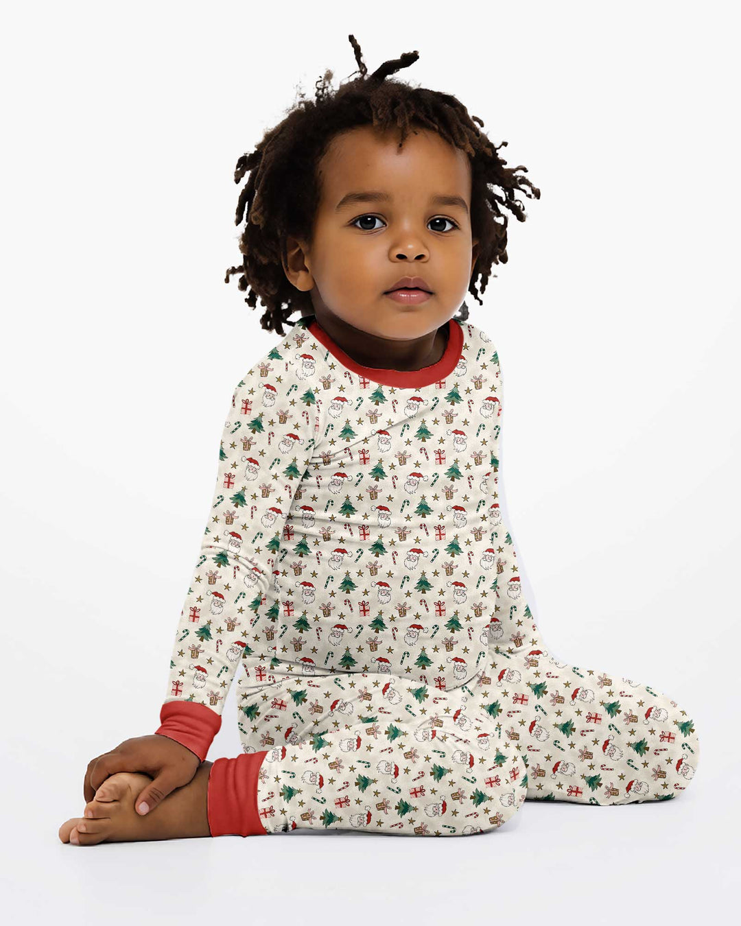 Snowy Santa Bamboo Two Piece Long Sleeve Pajama Set