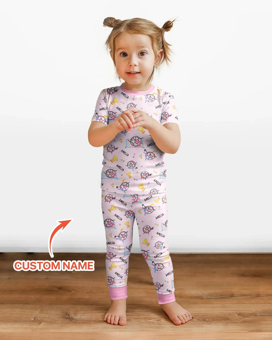 Custom Name Soccer Dad Team Matching Bamboo Two Piece Short Sleeve Pajama Set