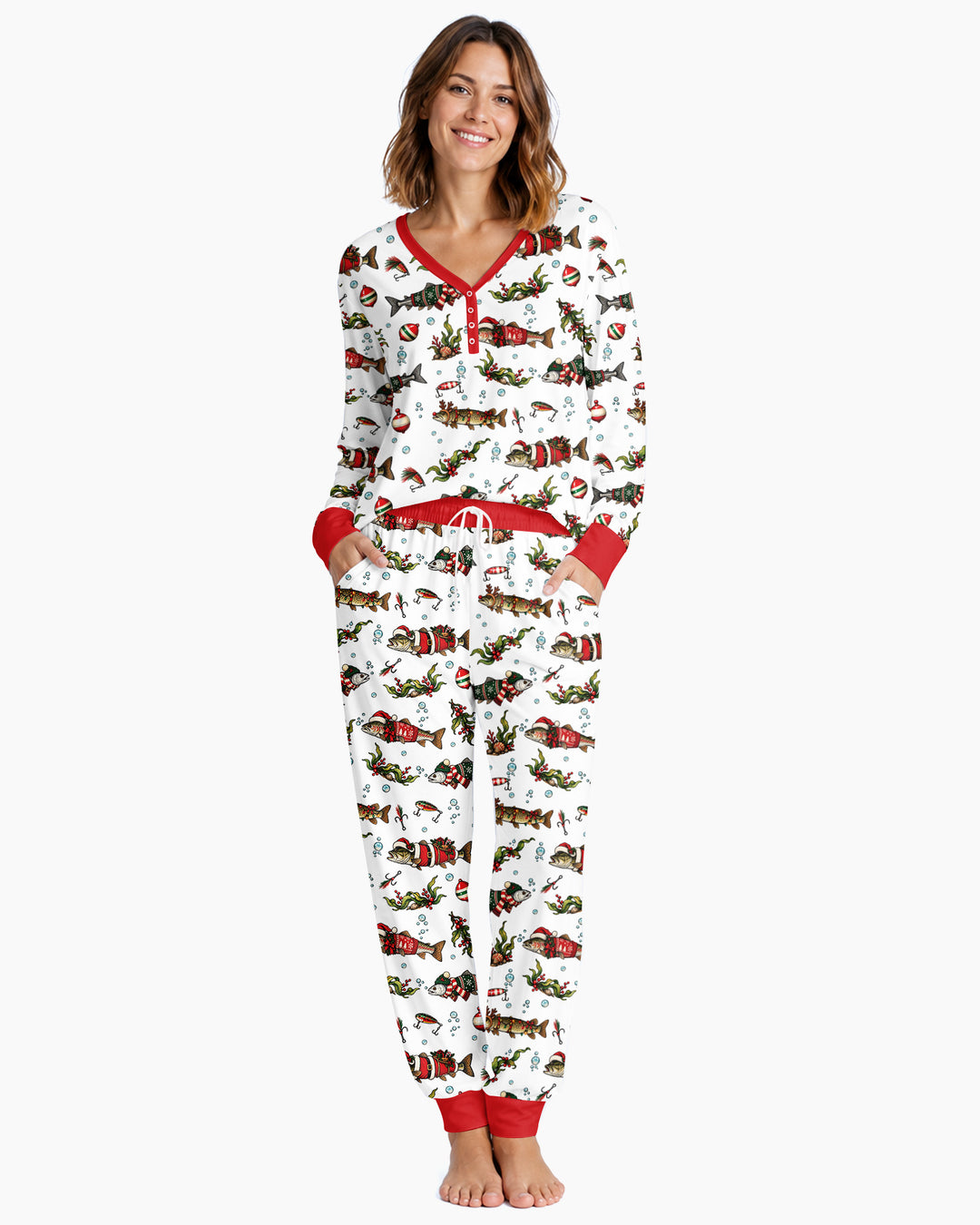 Christmas Trout Fishing Bamboo Women Pajama Set