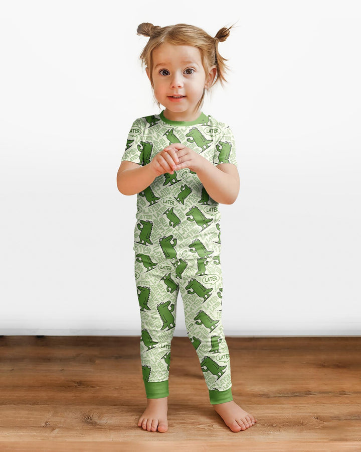See you later, alligator! Bamboo Two Piece Short Sleeve Pajama Set