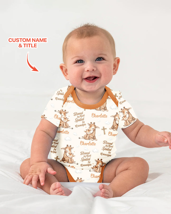 Custom Name Blessed By God Spoiled By Grandma Bamboo Bodysuit