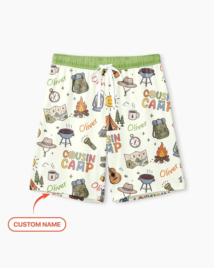 Custom Name Cousin Camp 2026 Bamboo Men Short Sleeve Short Pajama Set