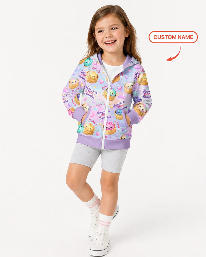 Custom Name You're A Glitter Dumpling Bamboo Zip Hoodie
