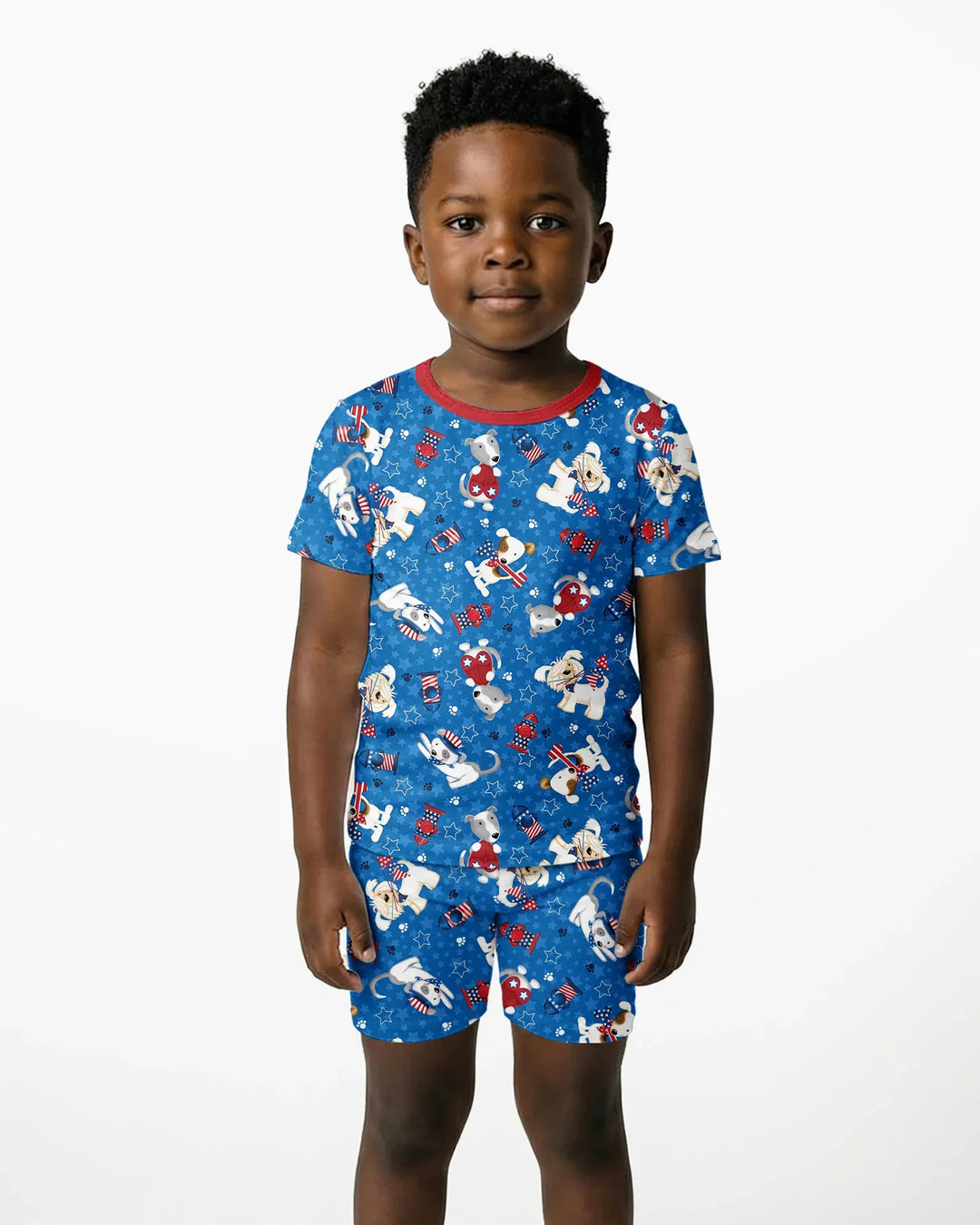 Red, White & Woof Family Matching Bamboo Two Piece Short Sleeve Shorts Pajama Set