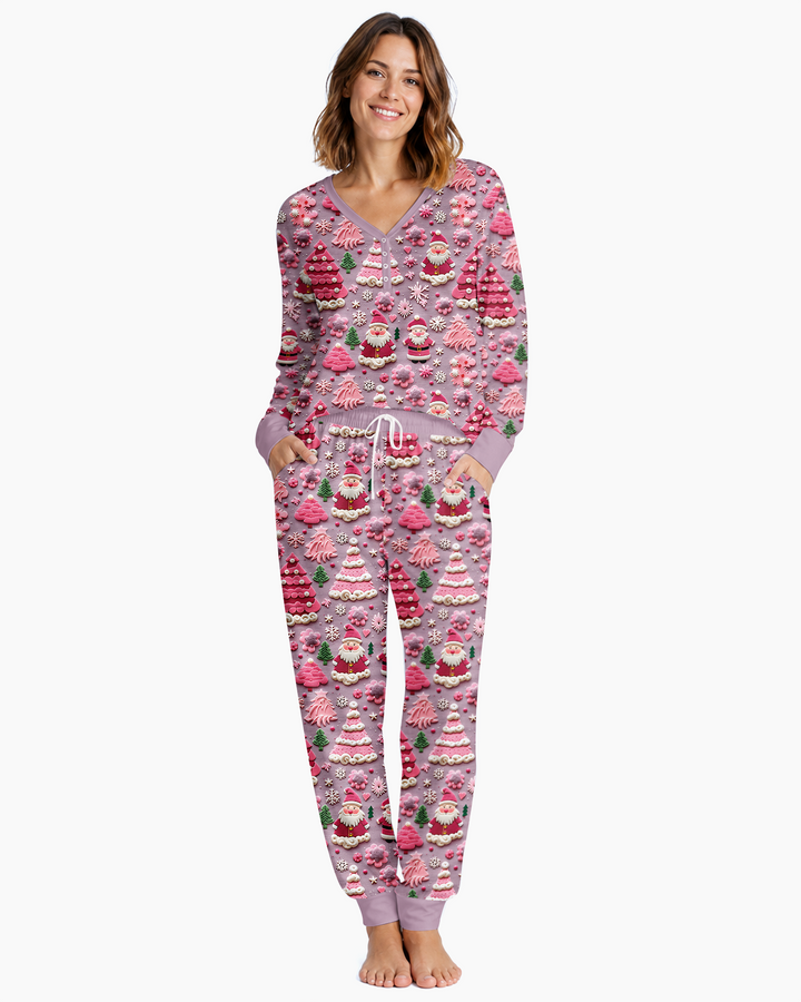 Pink Snowmen Bamboo Women Pajama Set