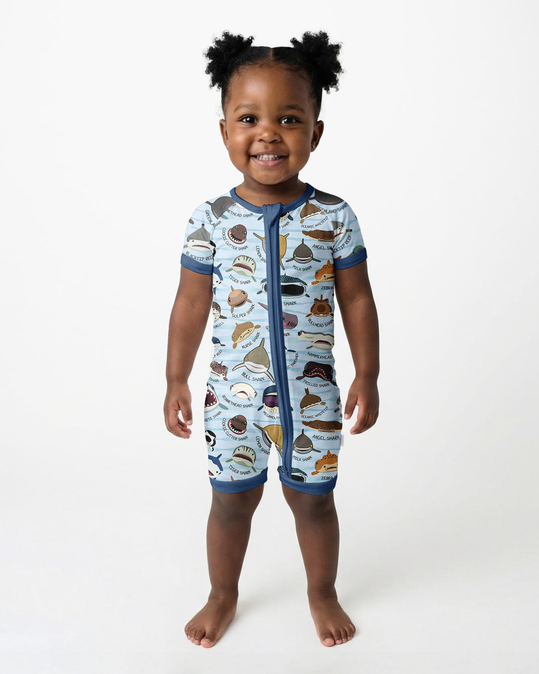 Shark Faces Bamboo Shorty Zippy