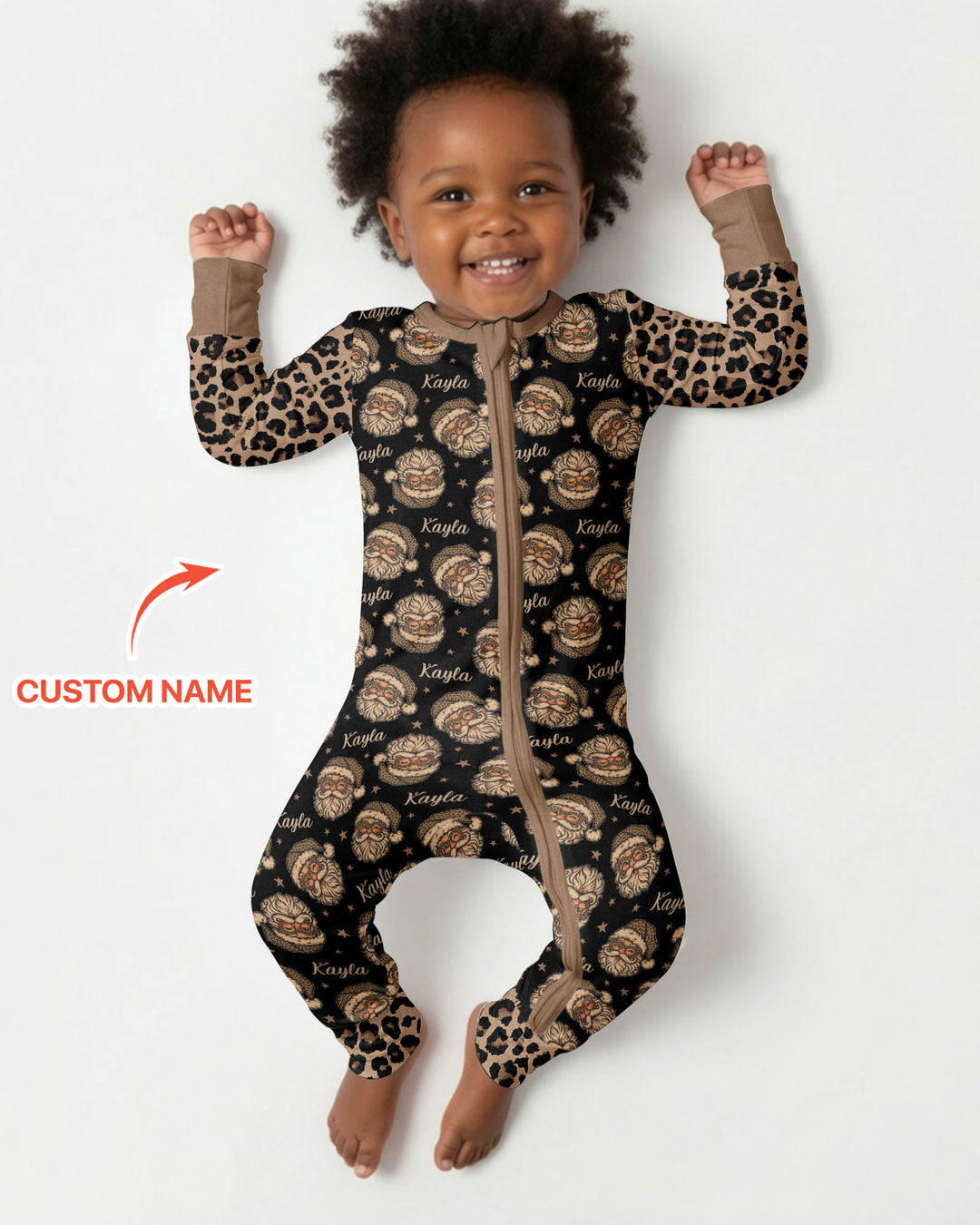 Custom Name Vintage Leopard Santa Bamboo Convertible Zippy