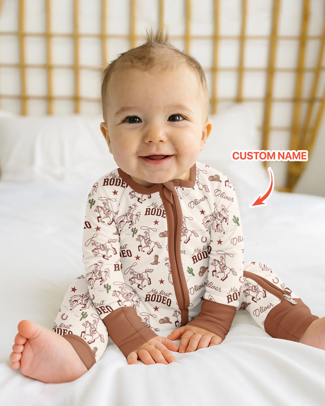 Custom Name First Rodeo Family Matching Bamboo Convertible Zippy