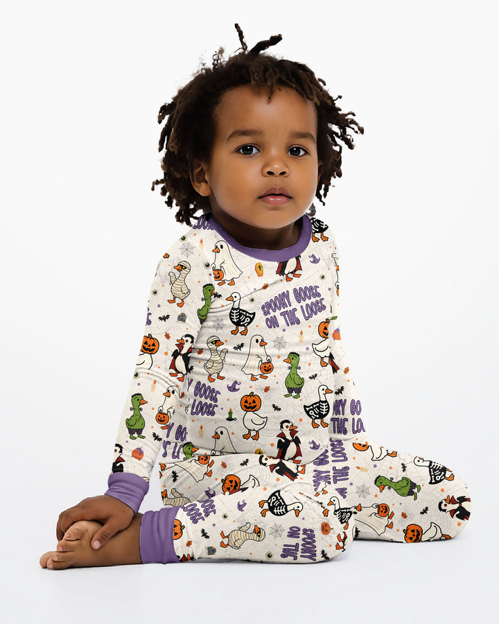 Spooky Goose on the Loose Bamboo Two Piece Long Sleeve Pajama Set
