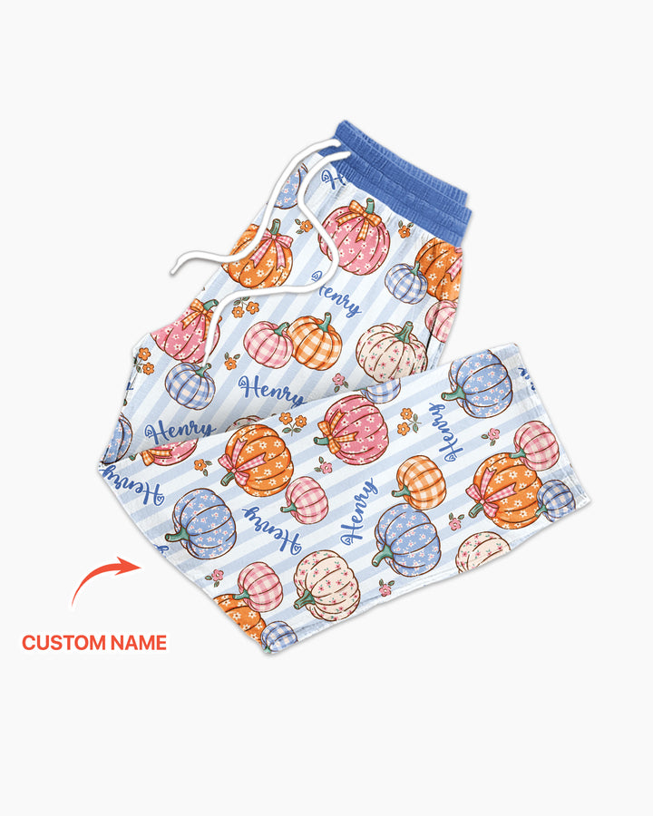 Custom Name Pumpkin Patch Bamboo Men's Pajama Set