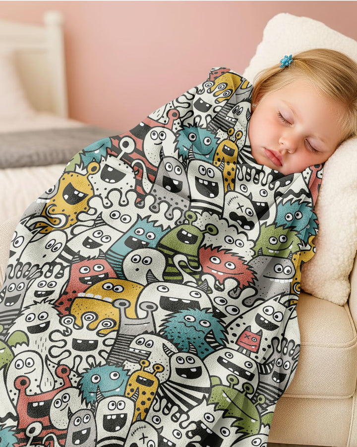 Monsters And Friends Bamboo Blanket