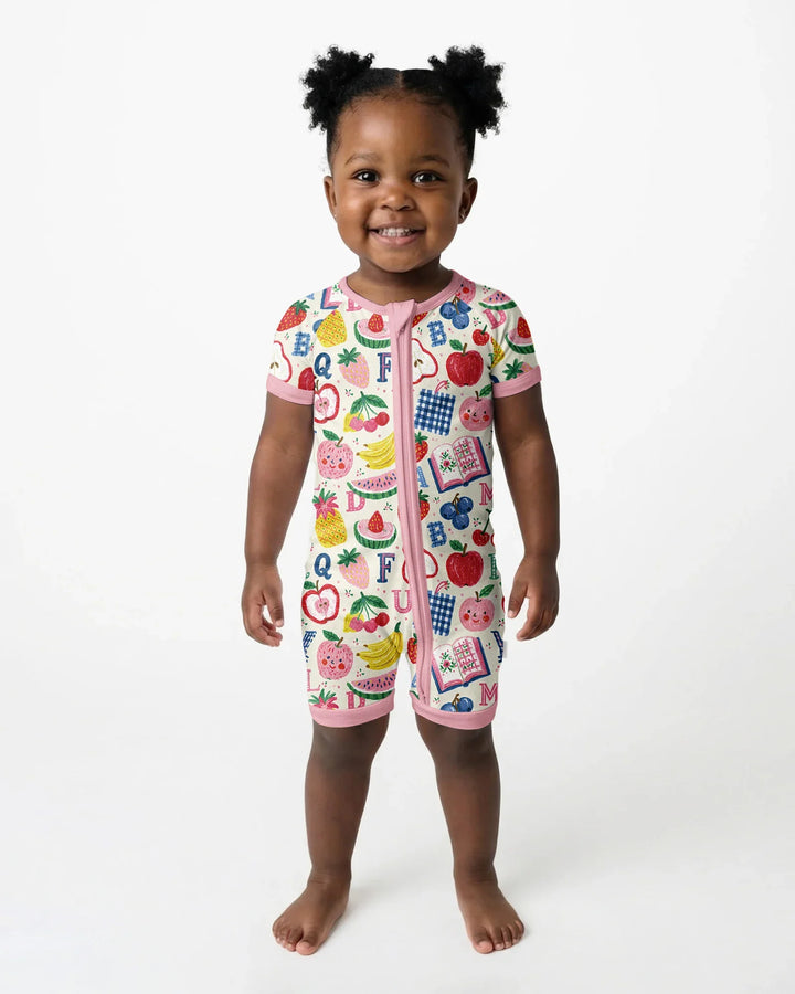 Back To School Fruit Alphabet Bamboo Shorty Zippy