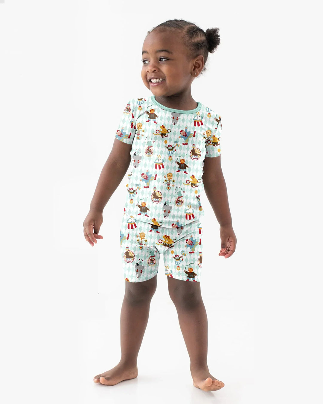 Circus Animal Bamboo Two Piece Short Sleeve Shorts Pajama Set