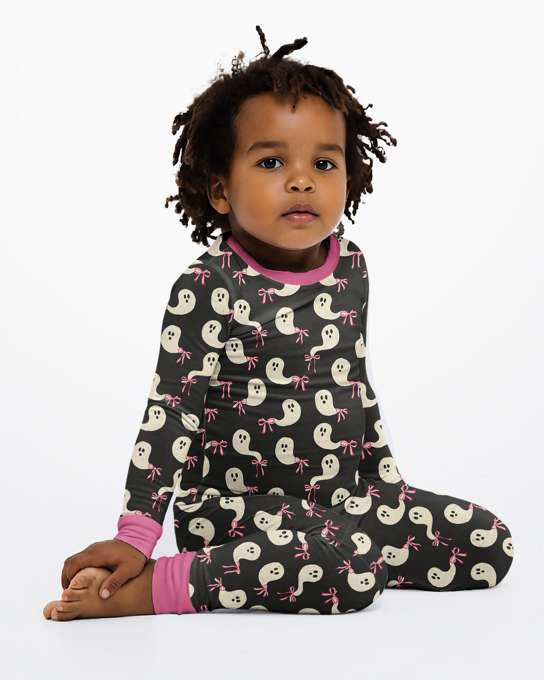 Little Ghosts Bamboo Two Piece Long Sleeve Pyjamas Set For Halloween