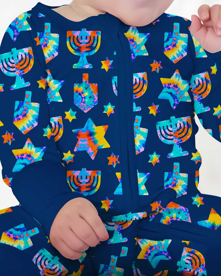 Hanukkah Tie Dye Matching Family Bamboo Convertible Zippy