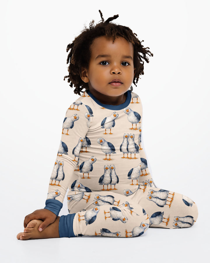 Goofy Seagulls Bamboo Two Piece Long Sleeve Pajama Set