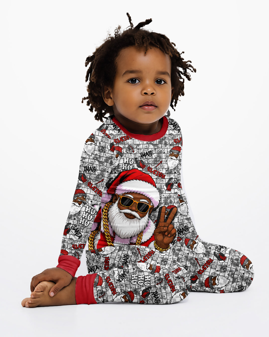 Santa Swag Christmas Bamboo Two Piece Long Sleeve Pajama Set